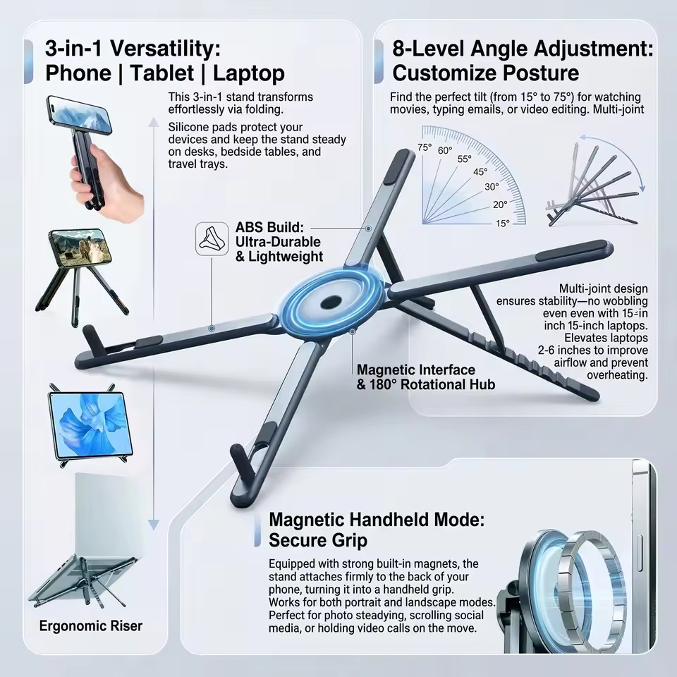 Desk Setup Laptop - Soporte Magnético Portátil para Teléfono y