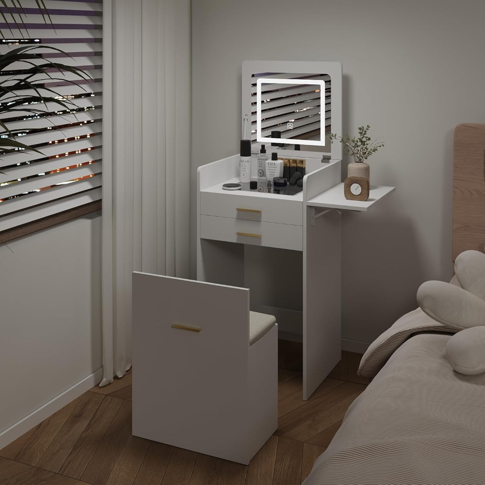 Desk Setup In Small Bedroom - Pequeño tocador con silla, tocador 3
