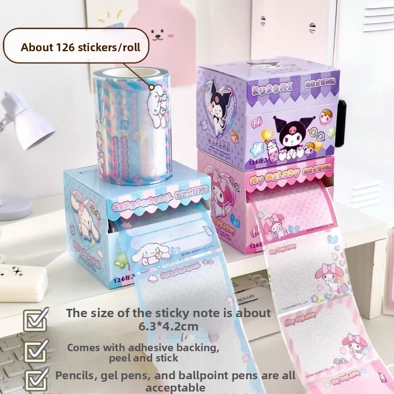 Sticky Memo Holder - Set de Notas Adhesivas Extraíbles Kuromi,