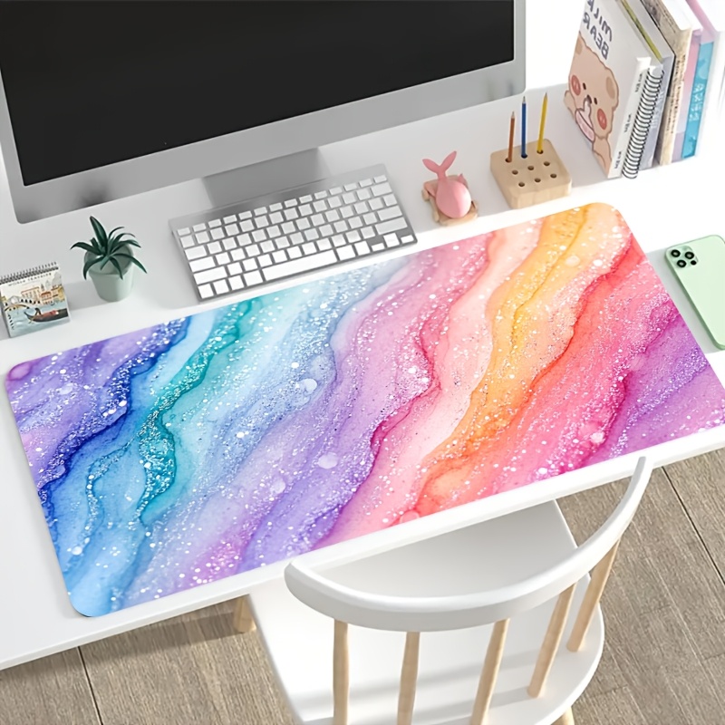 Desk Setup With Laptop - Alfombrilla de Ratón Grande con Diseño