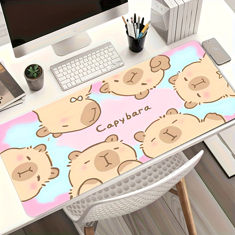 Desk Setup With Laptop - Alfombrilla de Ratón Grande con Diseño