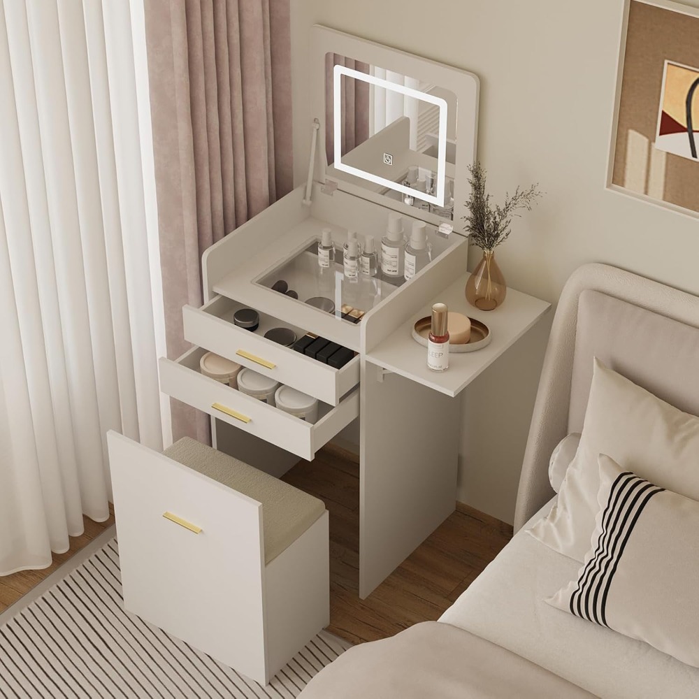Pequeño tocador con silla, toc - Desk Setup In Small Bedroom reseña y precio