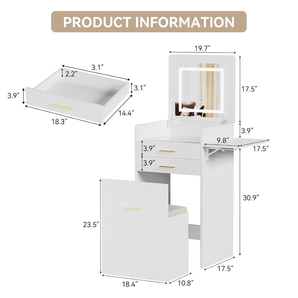 Pequeño tocador con silla, toc - Desk Setup In Small Bedroom reseña y precio