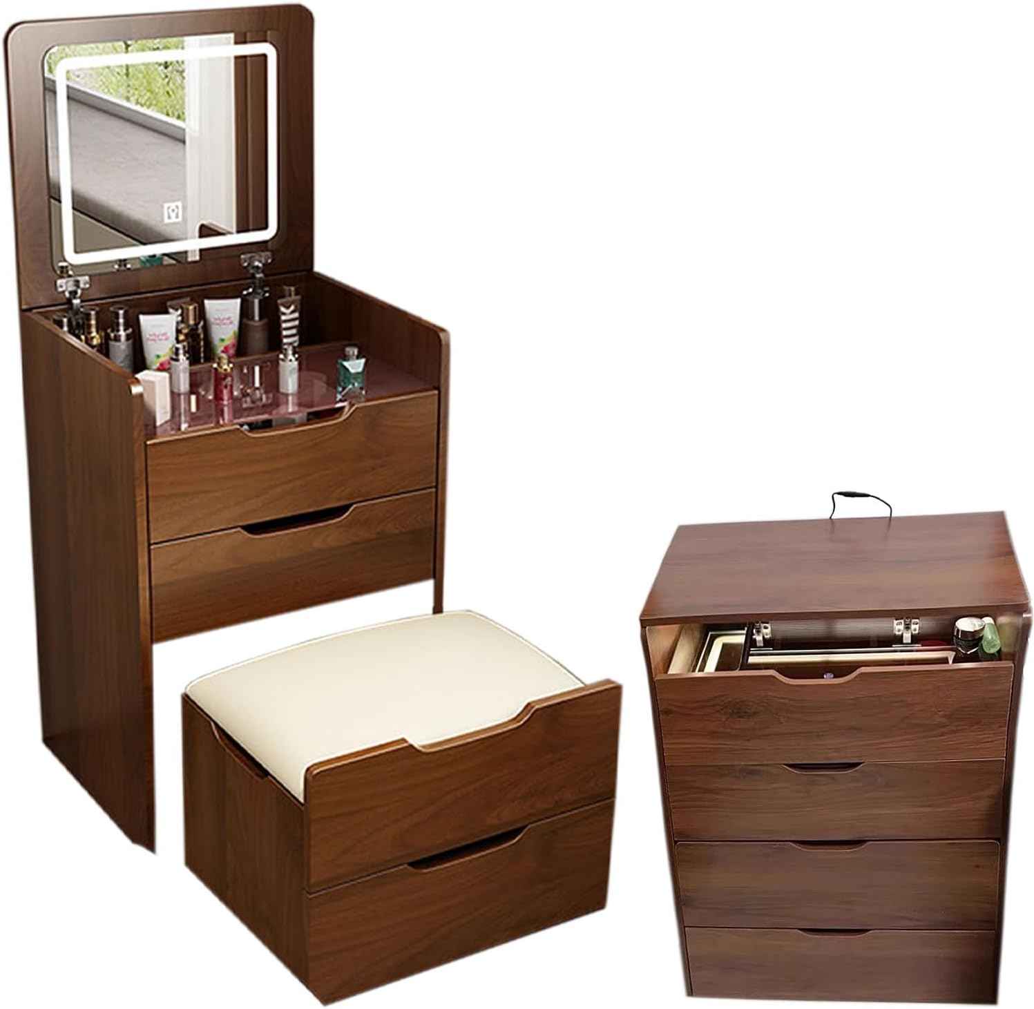 Mesa de tocador 3 en 1 (nogal) - Desk Setup In Small Bedroom reseña y precio