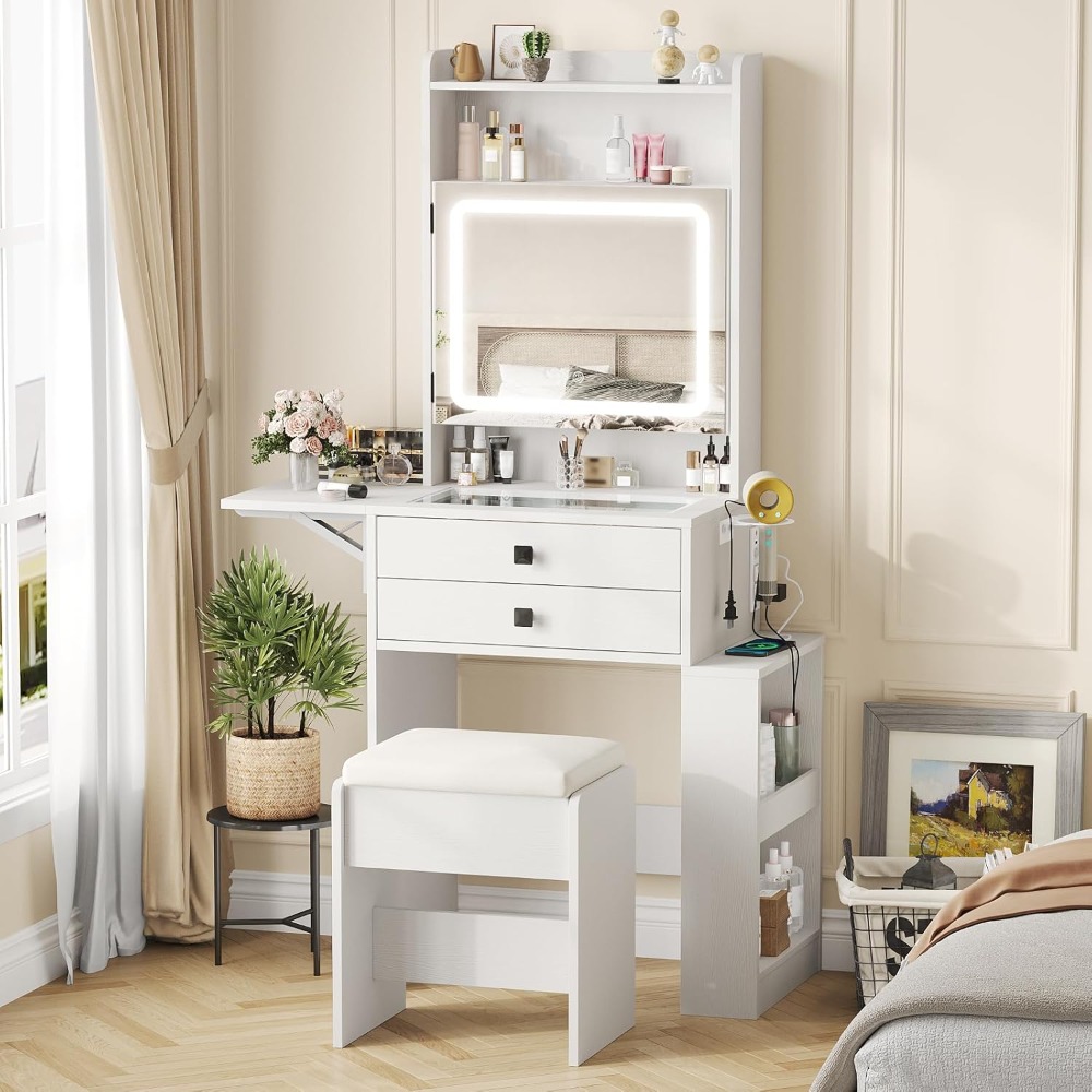 Pequeño tocador de maquillaje  - Desk Setup In Small Bedroom reseña y precio